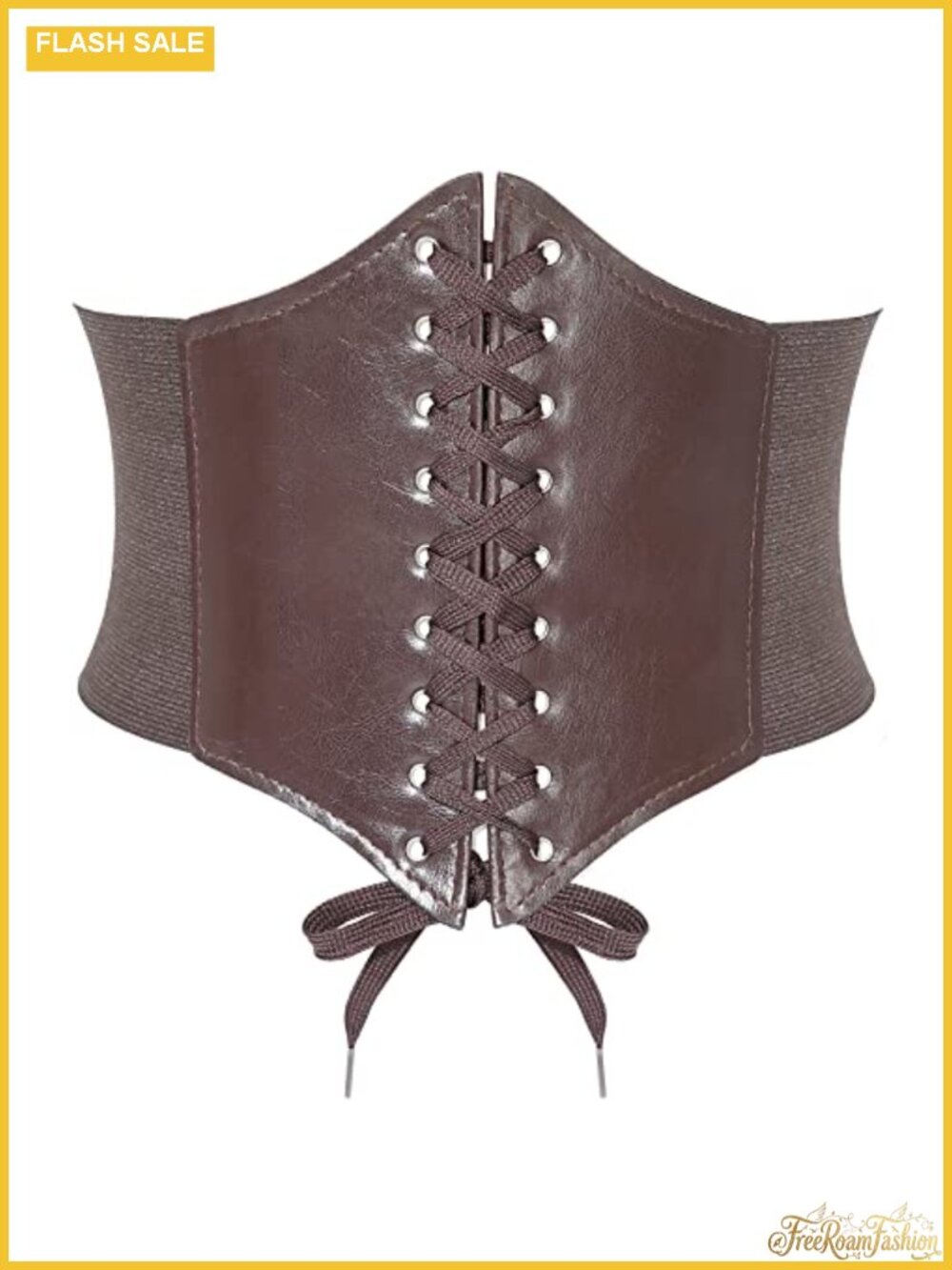 Women's Elastic Corset Belt PU Leather Lace-Up Cinch Waspie for Dress